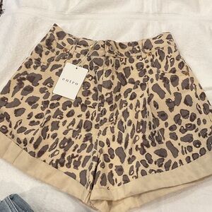 Entro High Waist Leopard Print Shorts